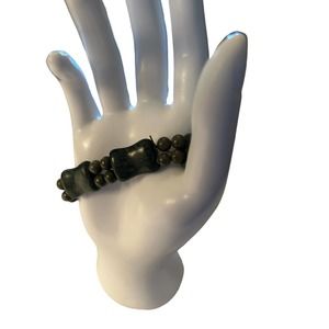 Vintage Dark Green Women's Beaded Stretch Bracelet ? Jade?